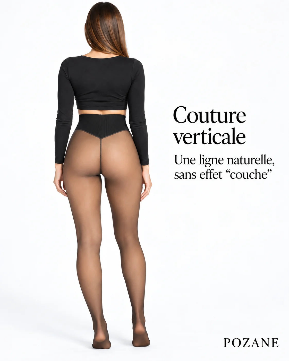 Couture verticale arrière du collant POZANE
