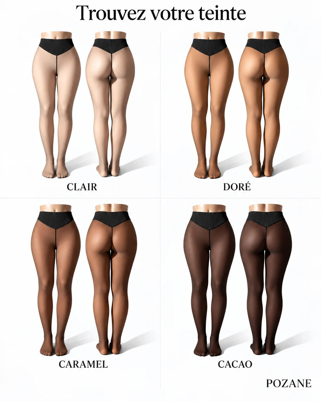 Teintes Clair, Doré, Caramel et Cacao